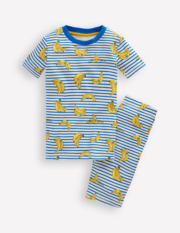 Pyjama court douillet-Rayé banane multi