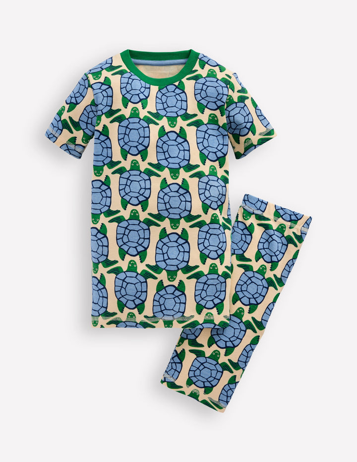 Pyjama court douillet-Tortues blanc calicot