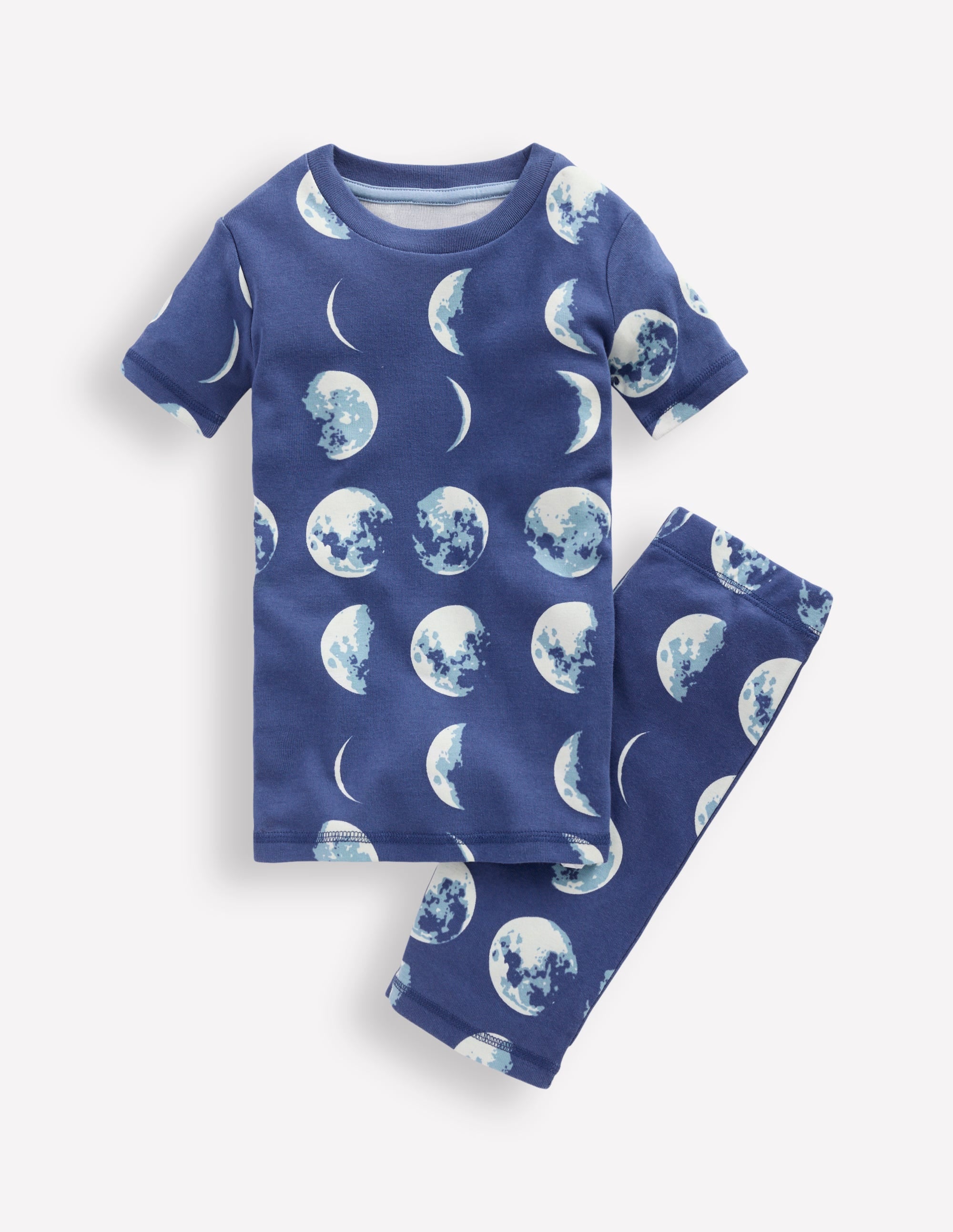 Pyjama court douillet phosphorescent-Phases de la lune bleu marine - Image 1