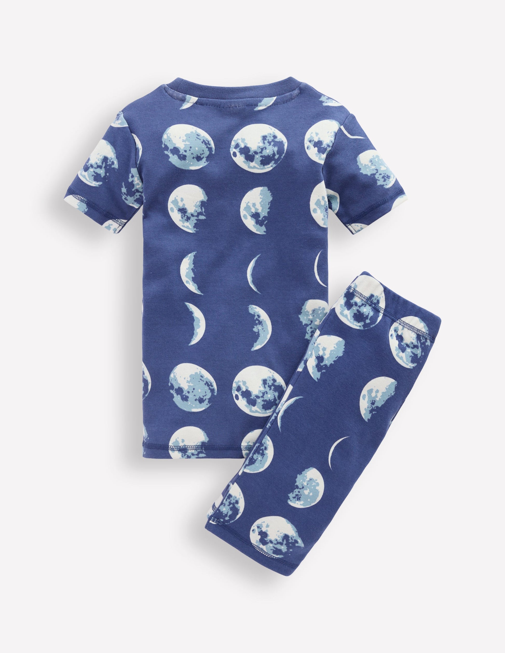 Eng anliegender, leuchtender, kurzer Schlafanzug-Marineblau Mondphasen-2