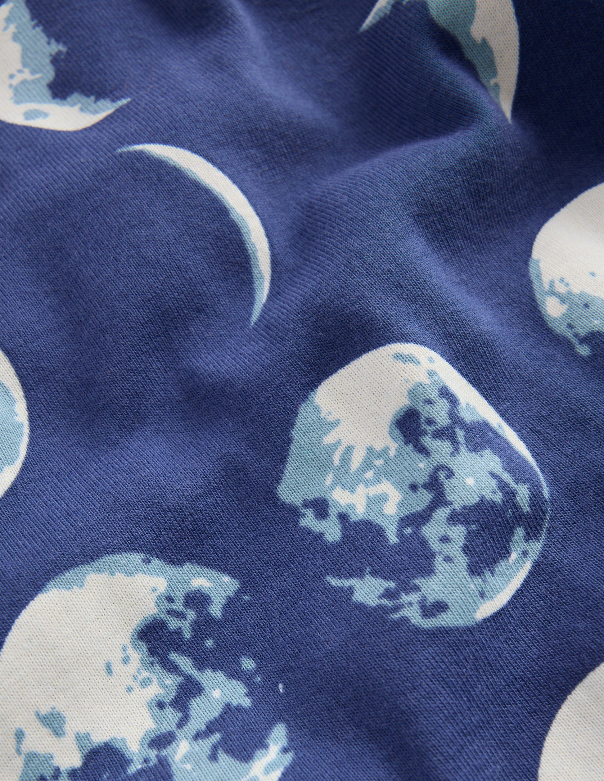 Eng anliegender, leuchtender, kurzer Schlafanzug-Marineblau Mondphasen-3