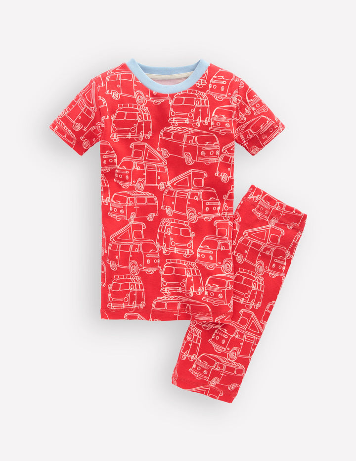 Pyjama court douillet phosphorescent-Camping-car rouge