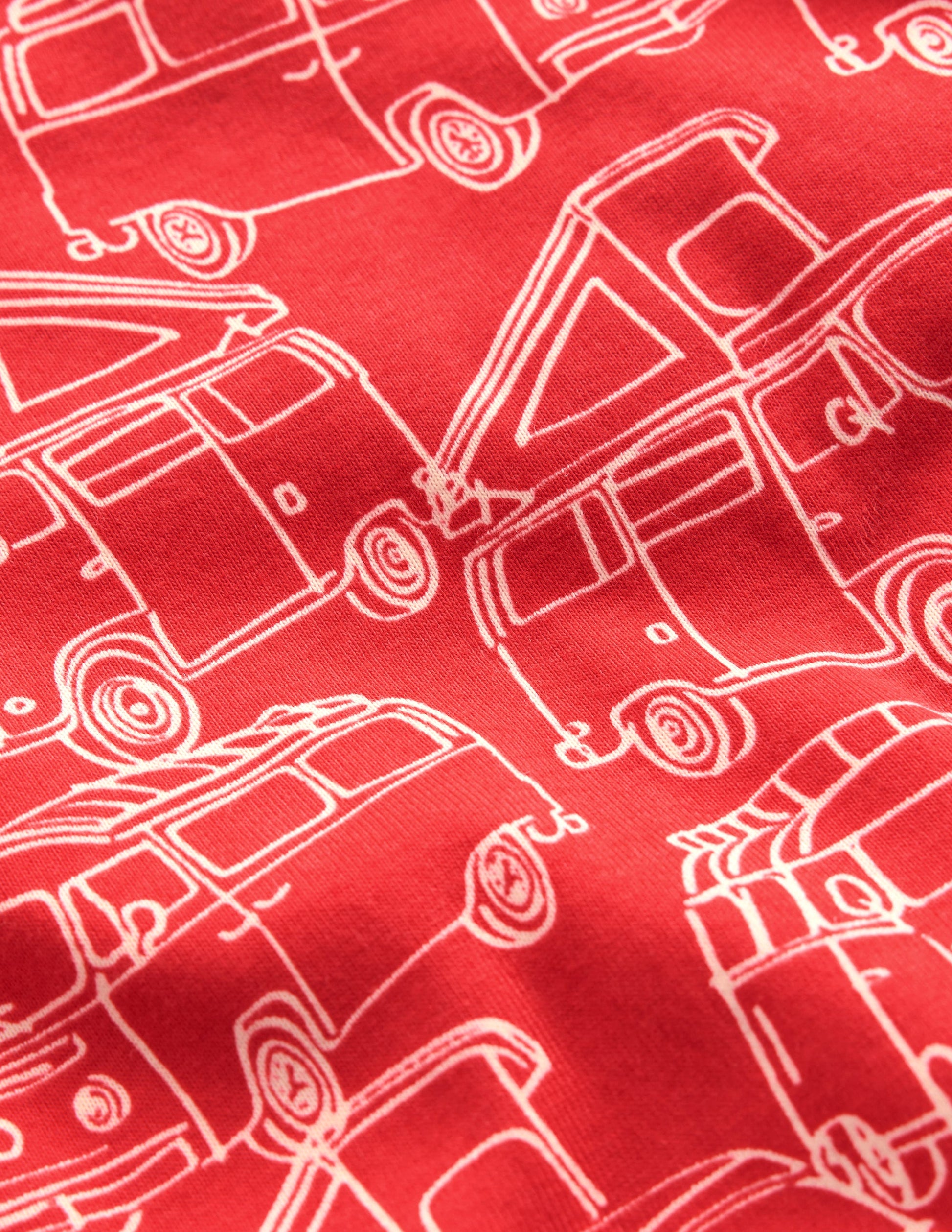 Eng anliegender, leuchtender, kurzer Schlafanzug-Roter Van-3