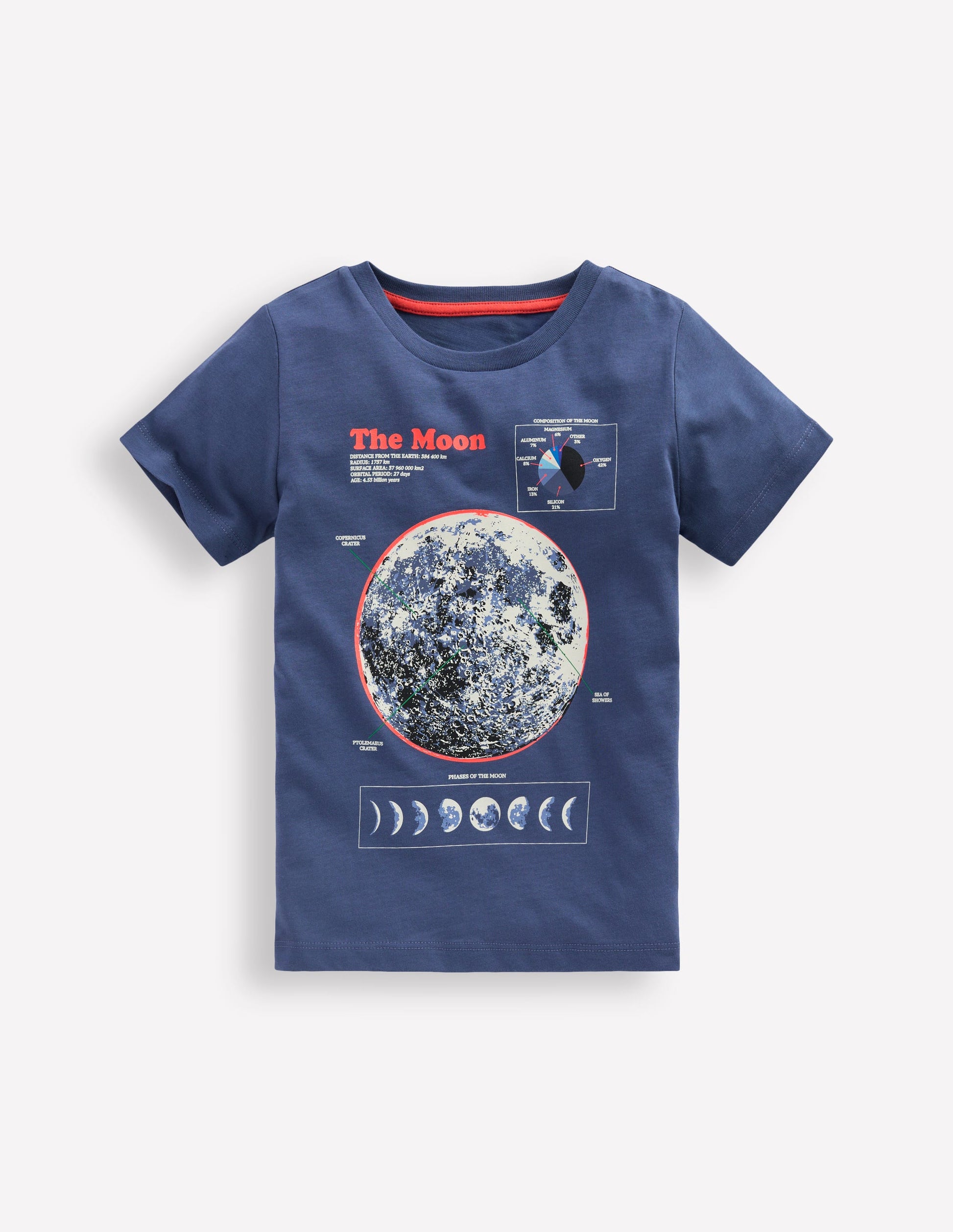 Im Dunkeln leuchtendes T-Shirt-Vintage Indigoblau Meliert Mond-2