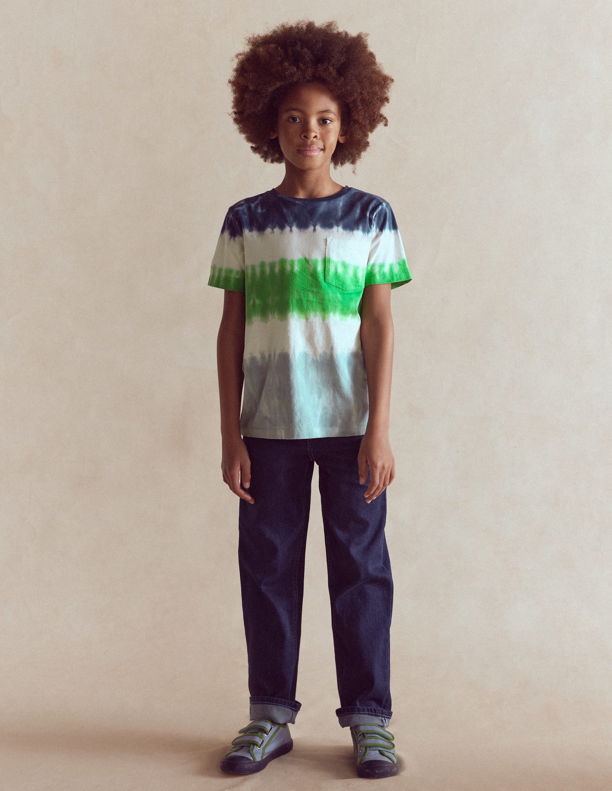 T-shirt tie and dye-Bleu Rayé Multicolore-1