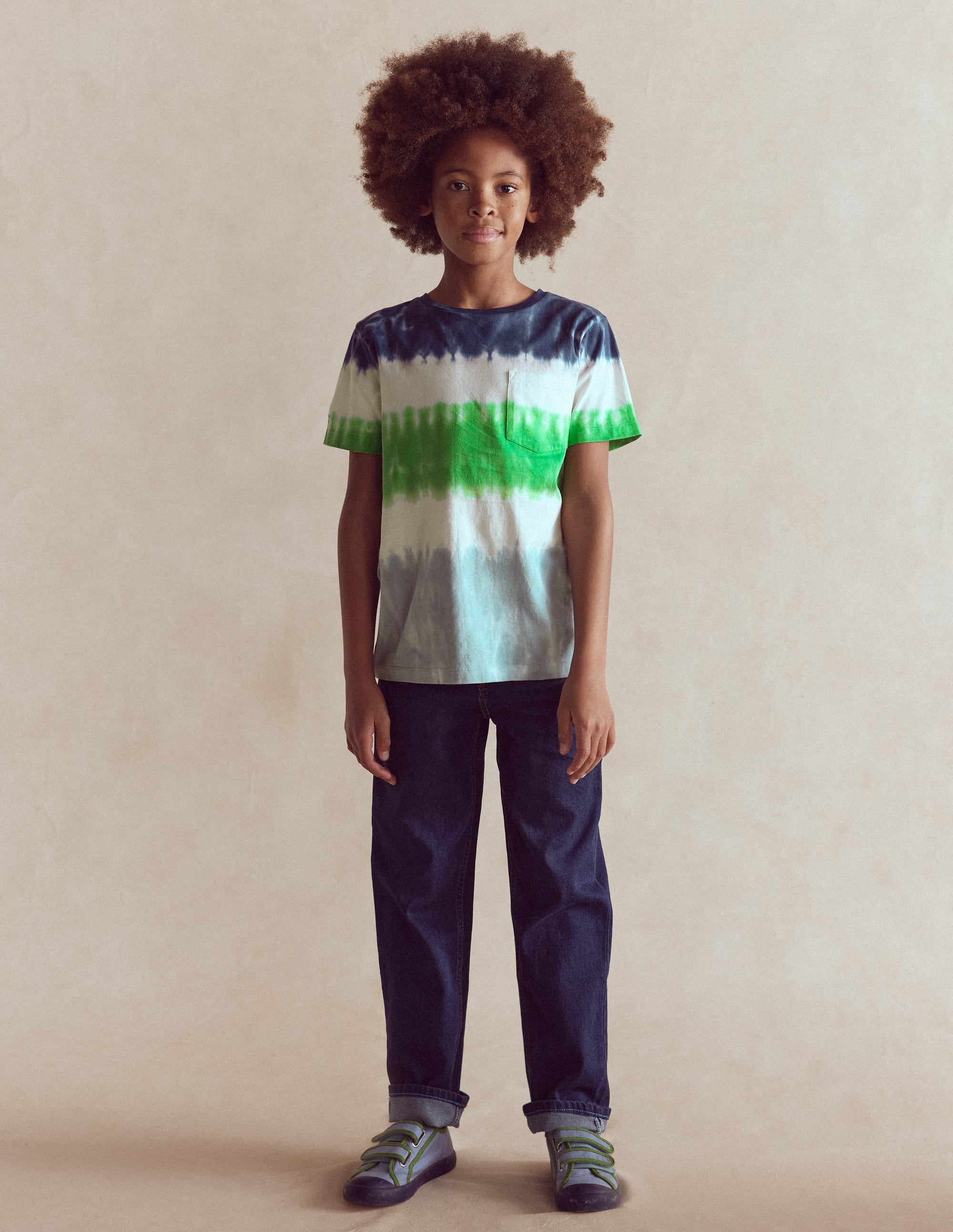 T-shirt tie and dye-Bleu Rayé Multicolore - Image 1