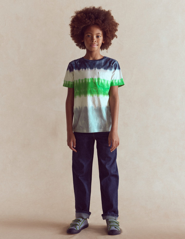 T-shirt tie and dye-Bleu Rayé Multicolore