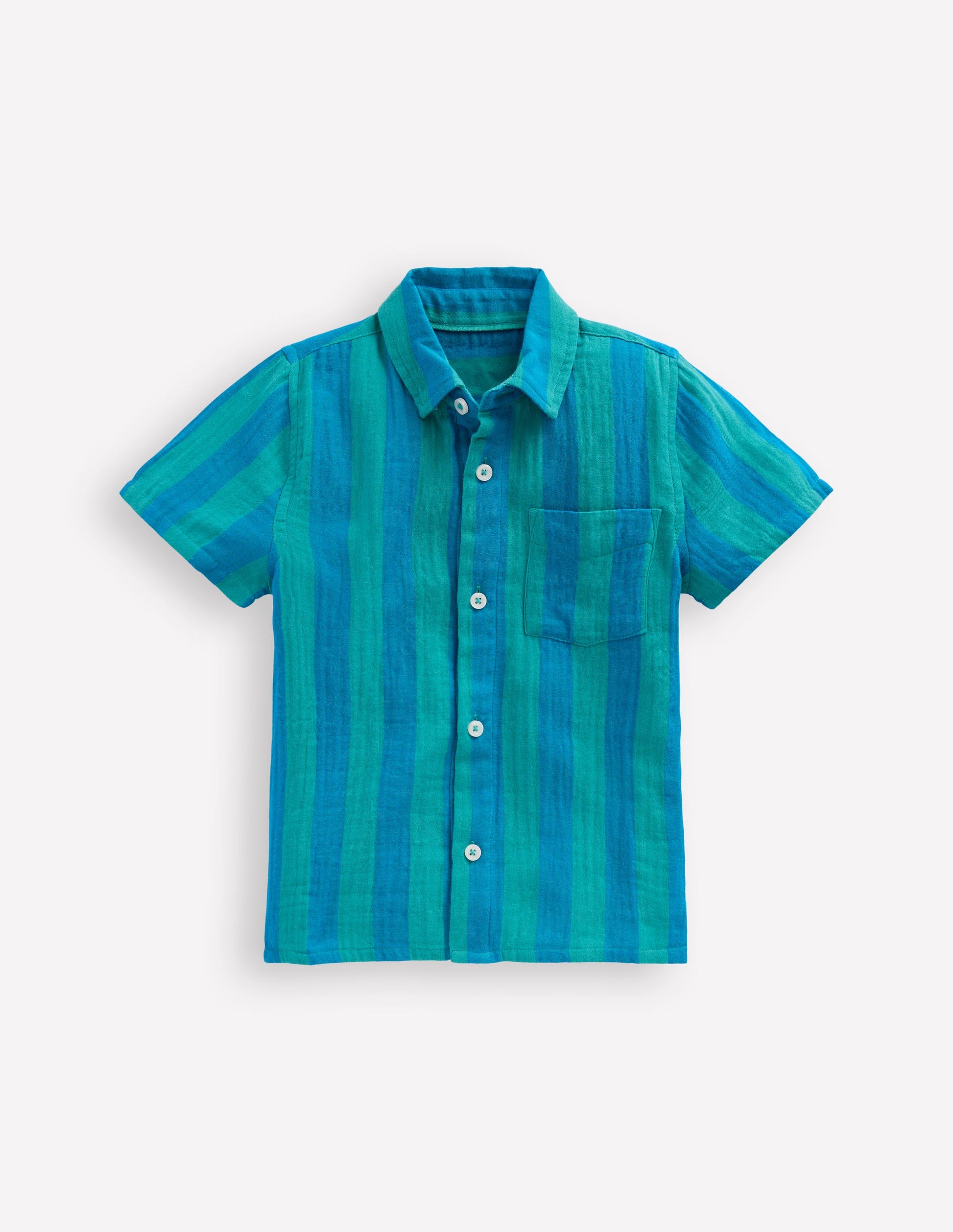 Chemise double-étoffe-Rayé vert et bleu-3