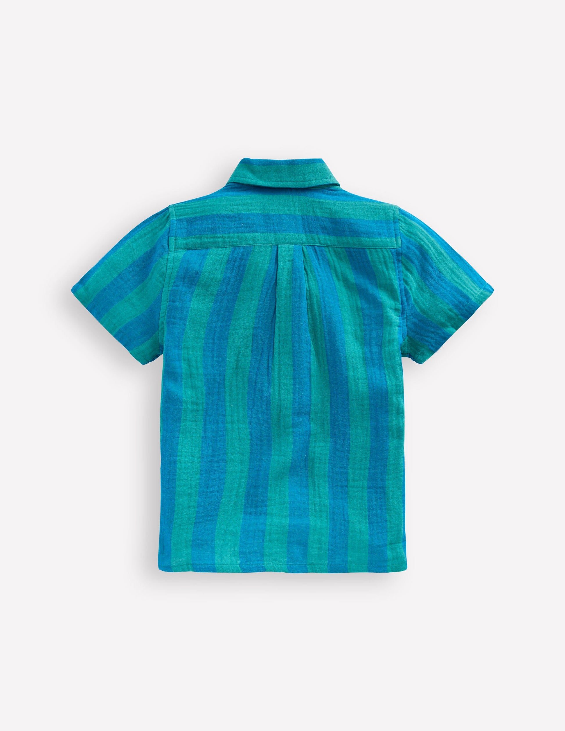 Double Cloth Shirt-Green and Blue Stripe-3