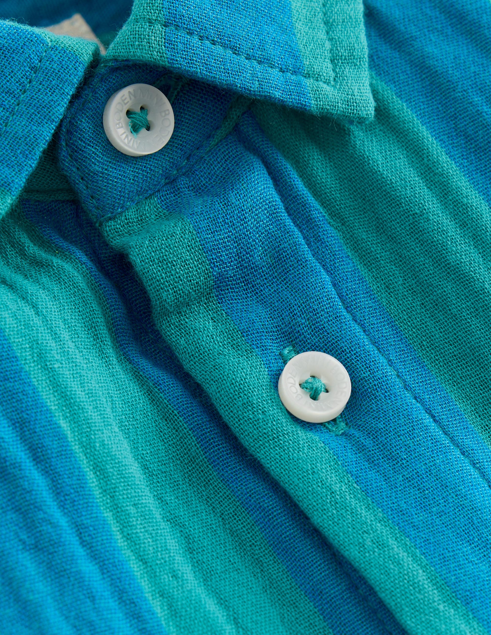 Double Cloth Shirt-Green and Blue Stripe-4