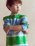 Batik-Sweatshirt-Grün/Blau