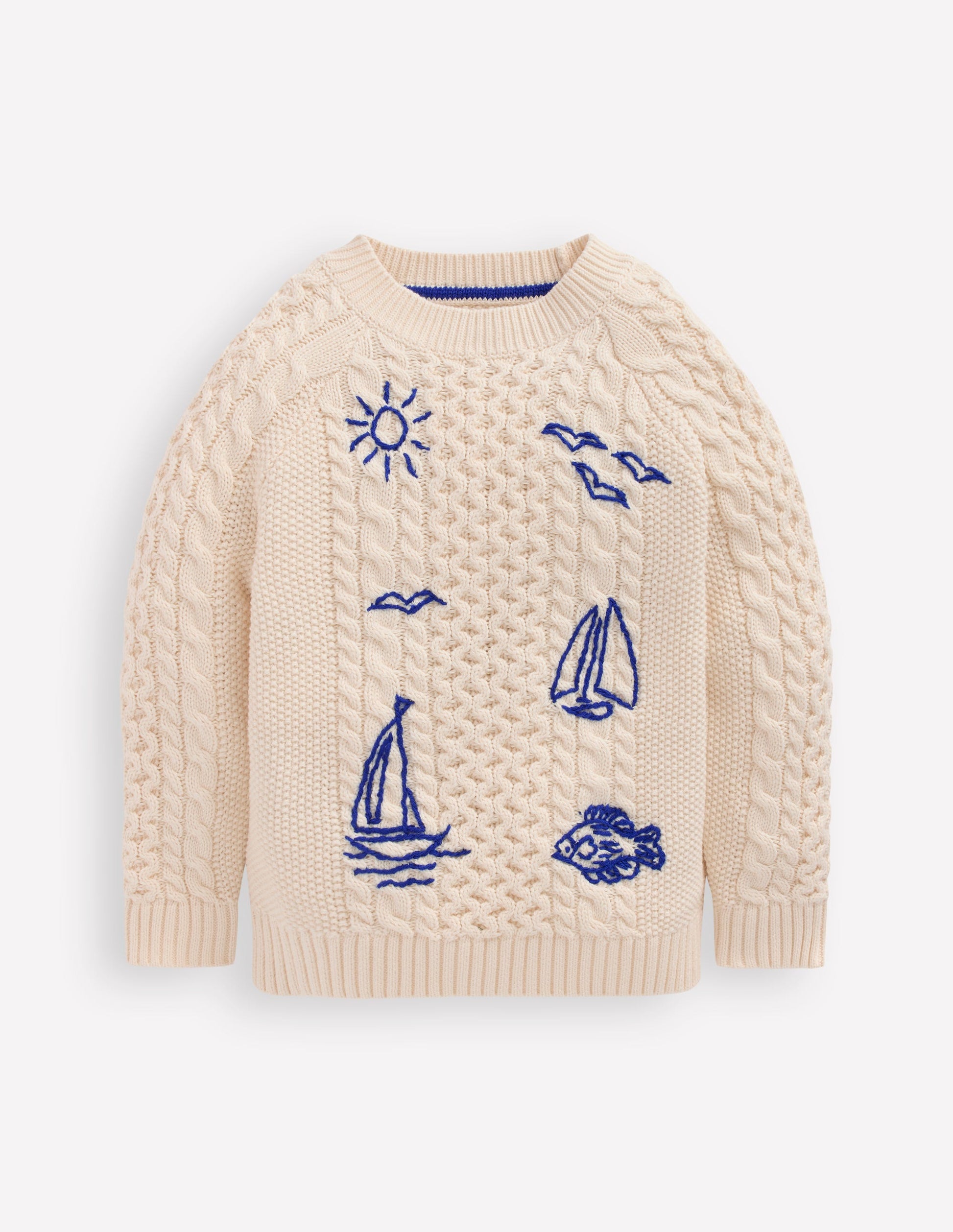 Cable Embroidered Jumper-Warm Ivory-6