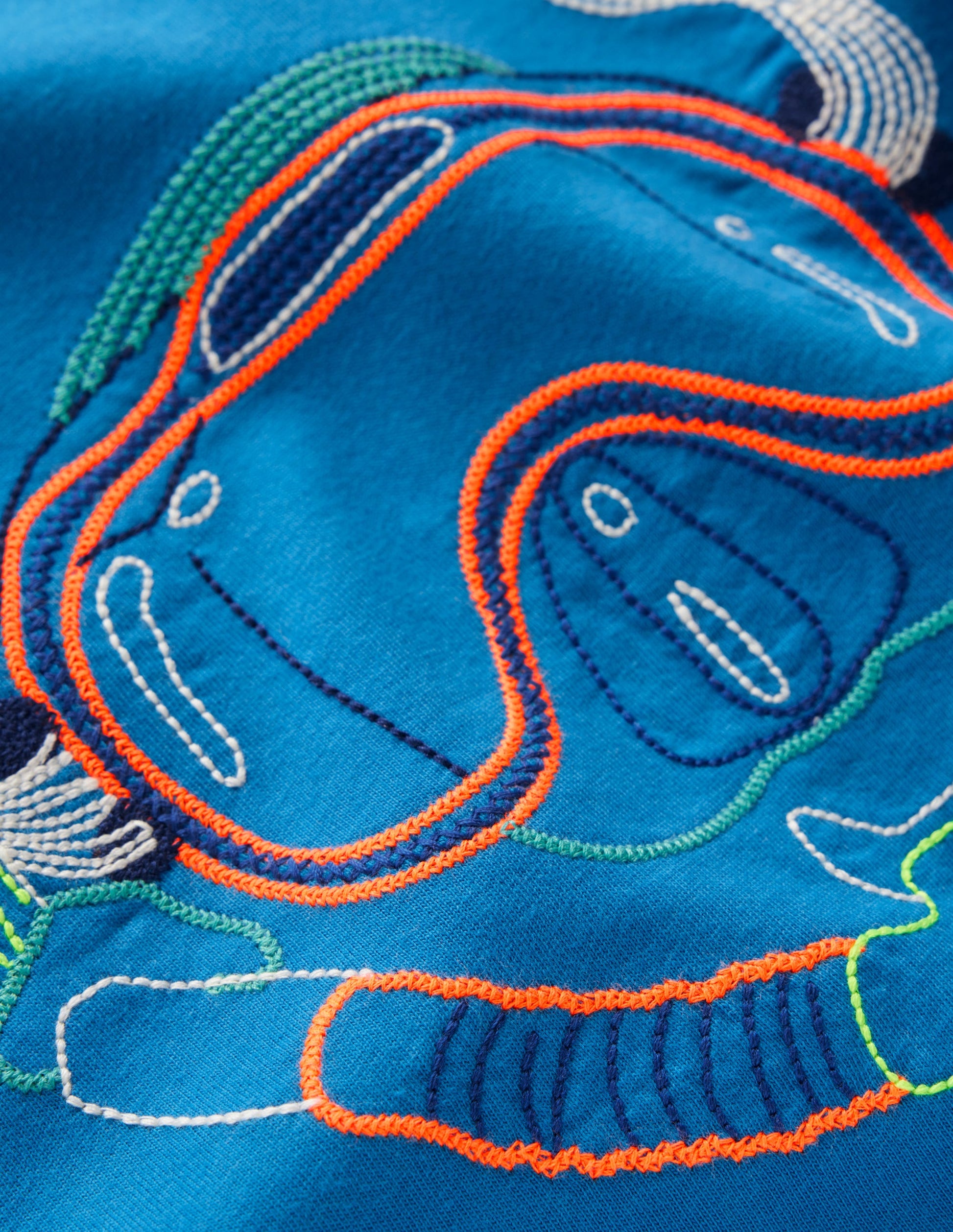 T-Shirt mit Linienstich-Brillant Blau Schnorchel-3