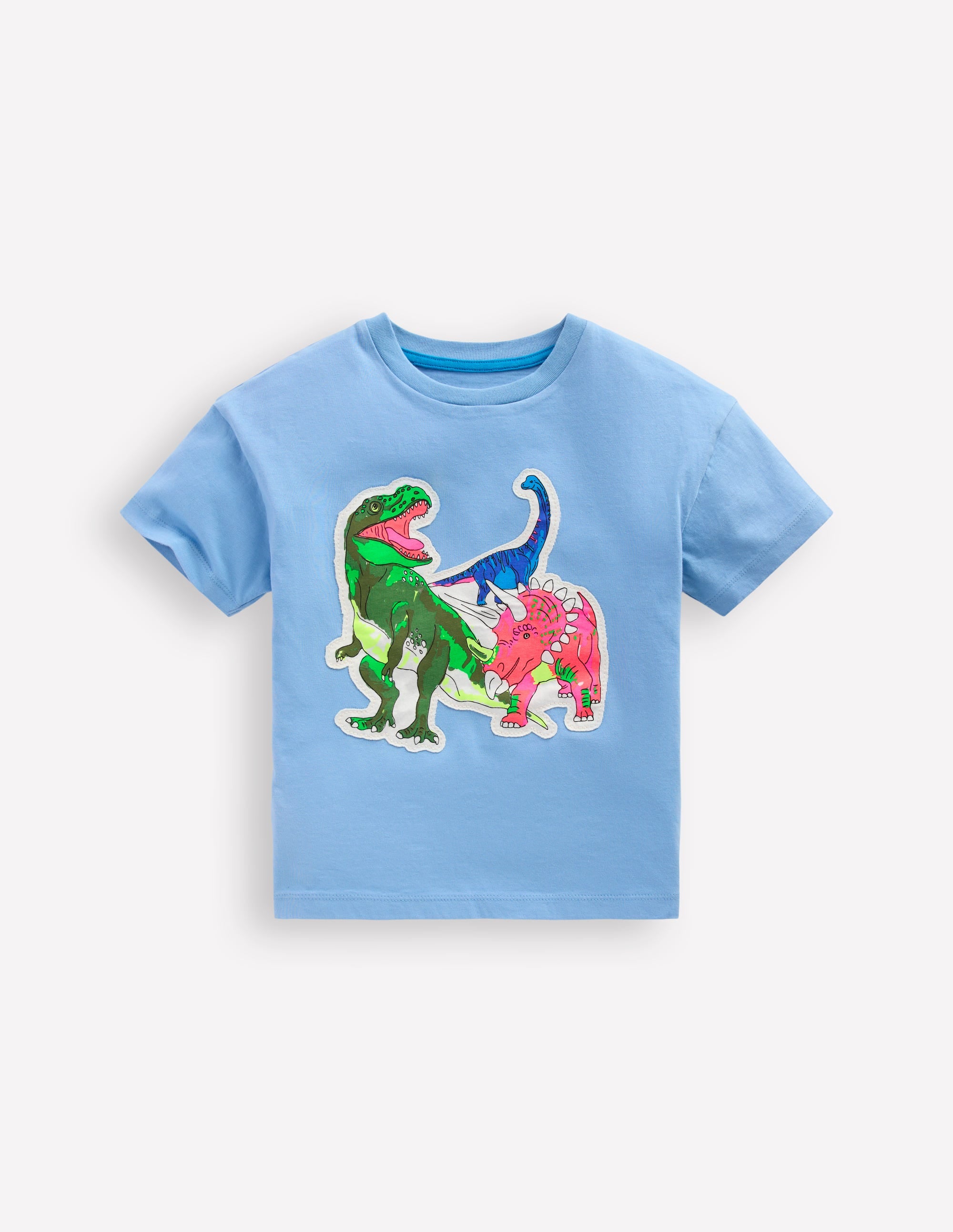T-shirt à manches courtes et écussons-Dino bleu glacier - Image 1