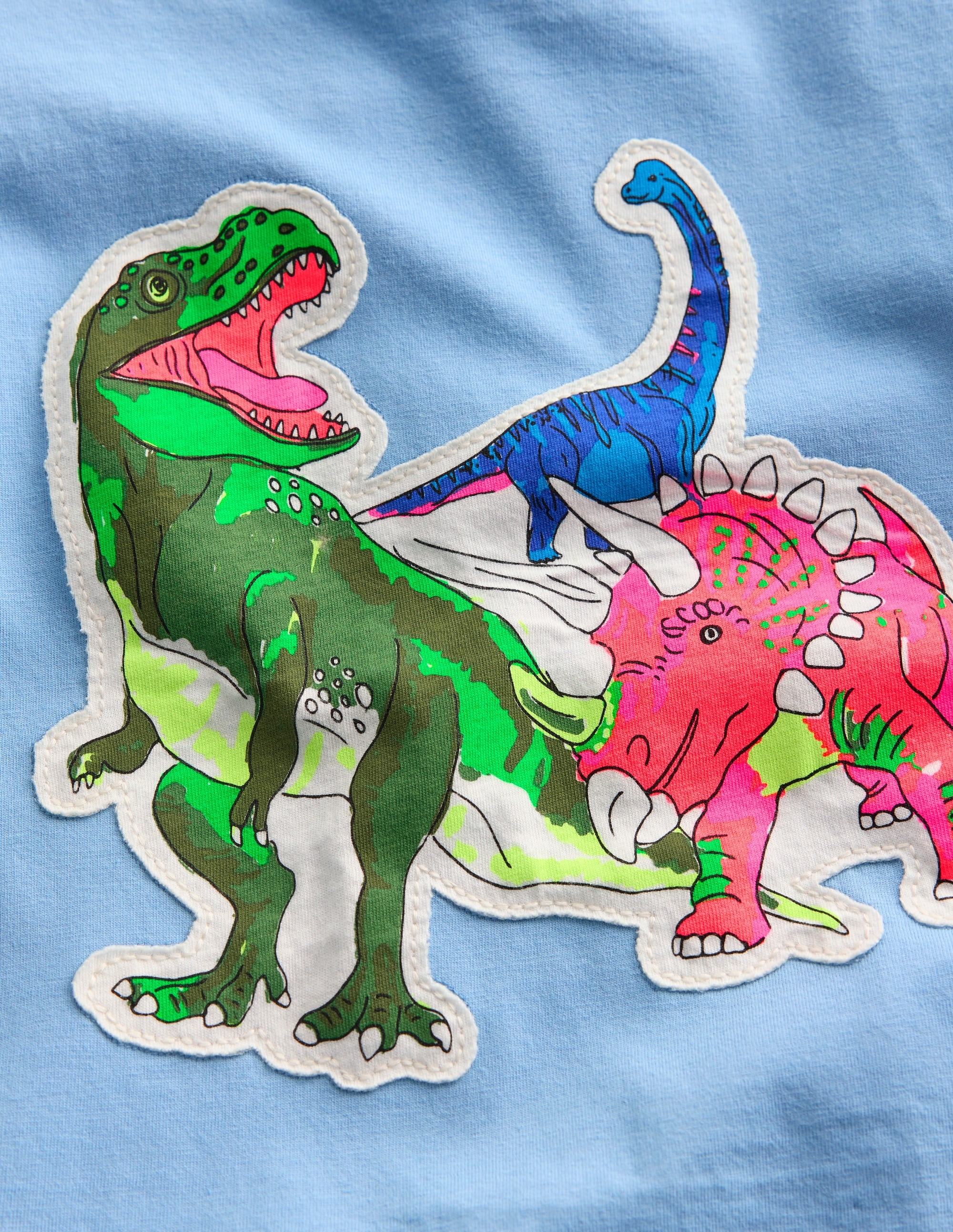 T-shirt à manches courtes et écussons-Dino bleu glacier - Image 3