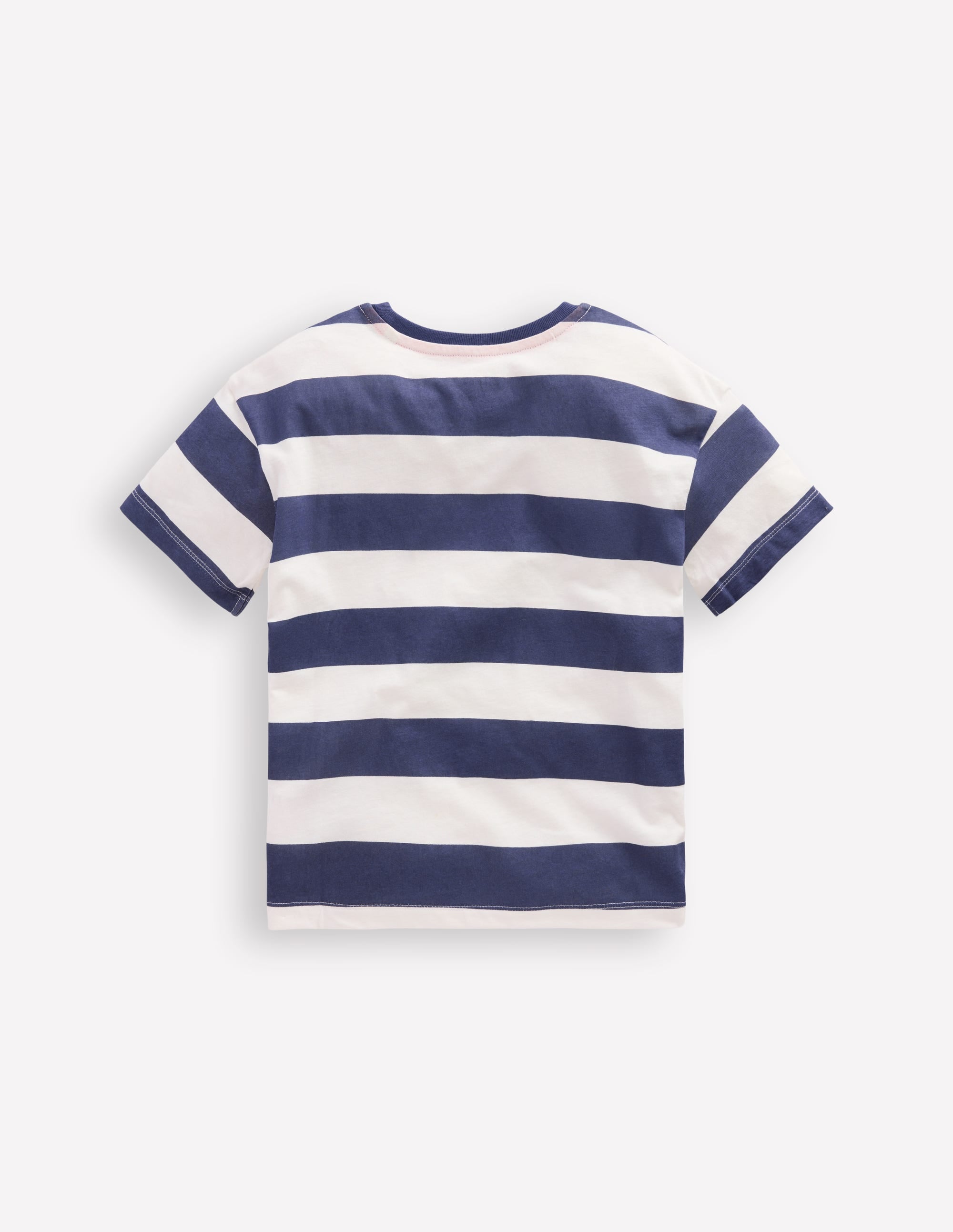 T-shirt à manches courtes et écussons-Pelleteuse rayé bleu marine universitaire - Image 2