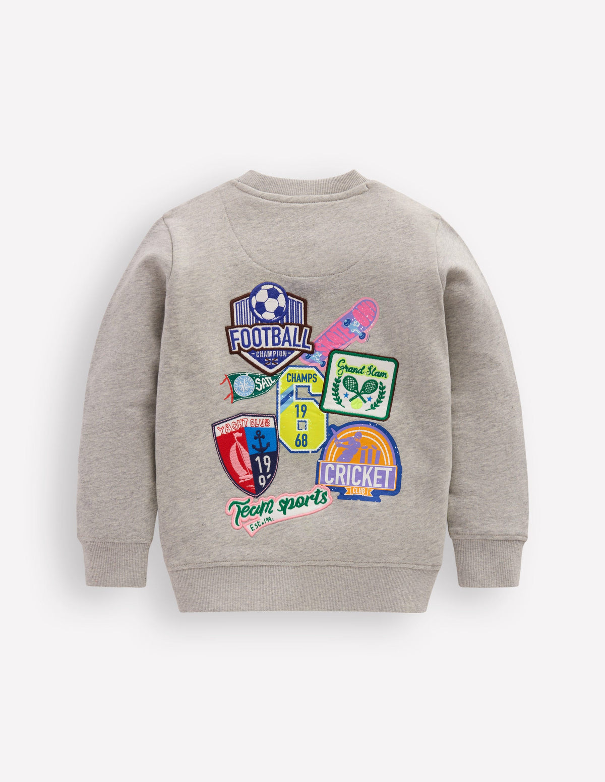 Sweat à écussons-Gris Chiné Sports - Image 2