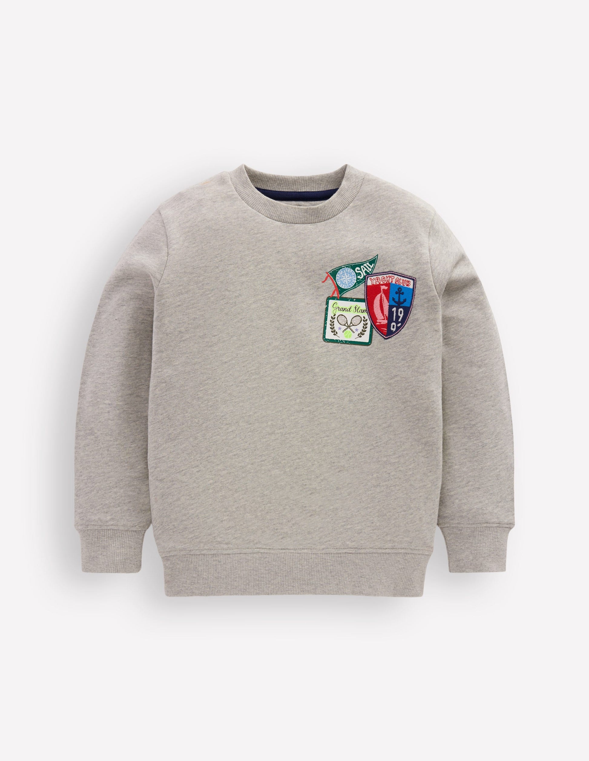 Sweatshirt mit Aufnäher-Grau Meliert, Sport-1