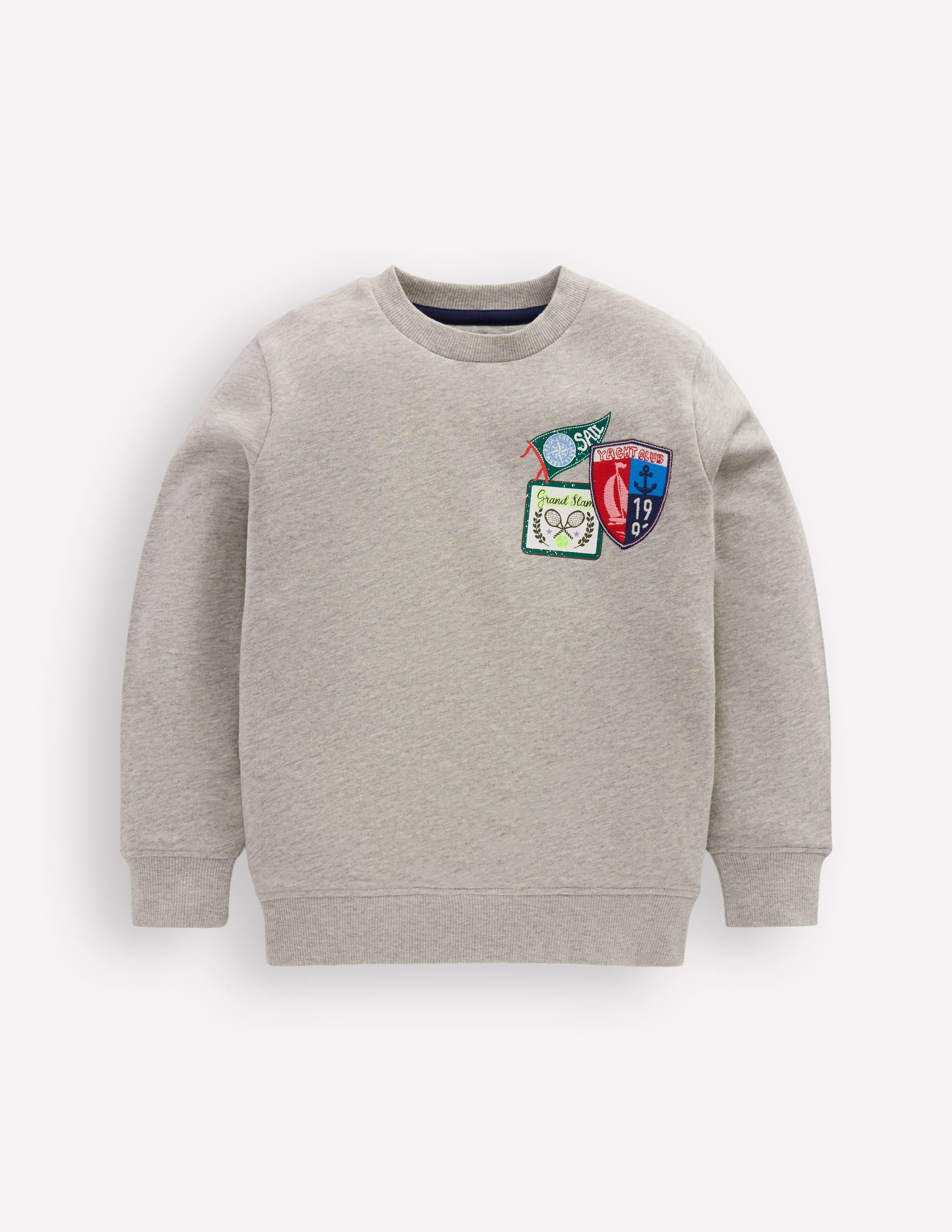 Sweat à écussons-Gris Chiné Sports - Image 1