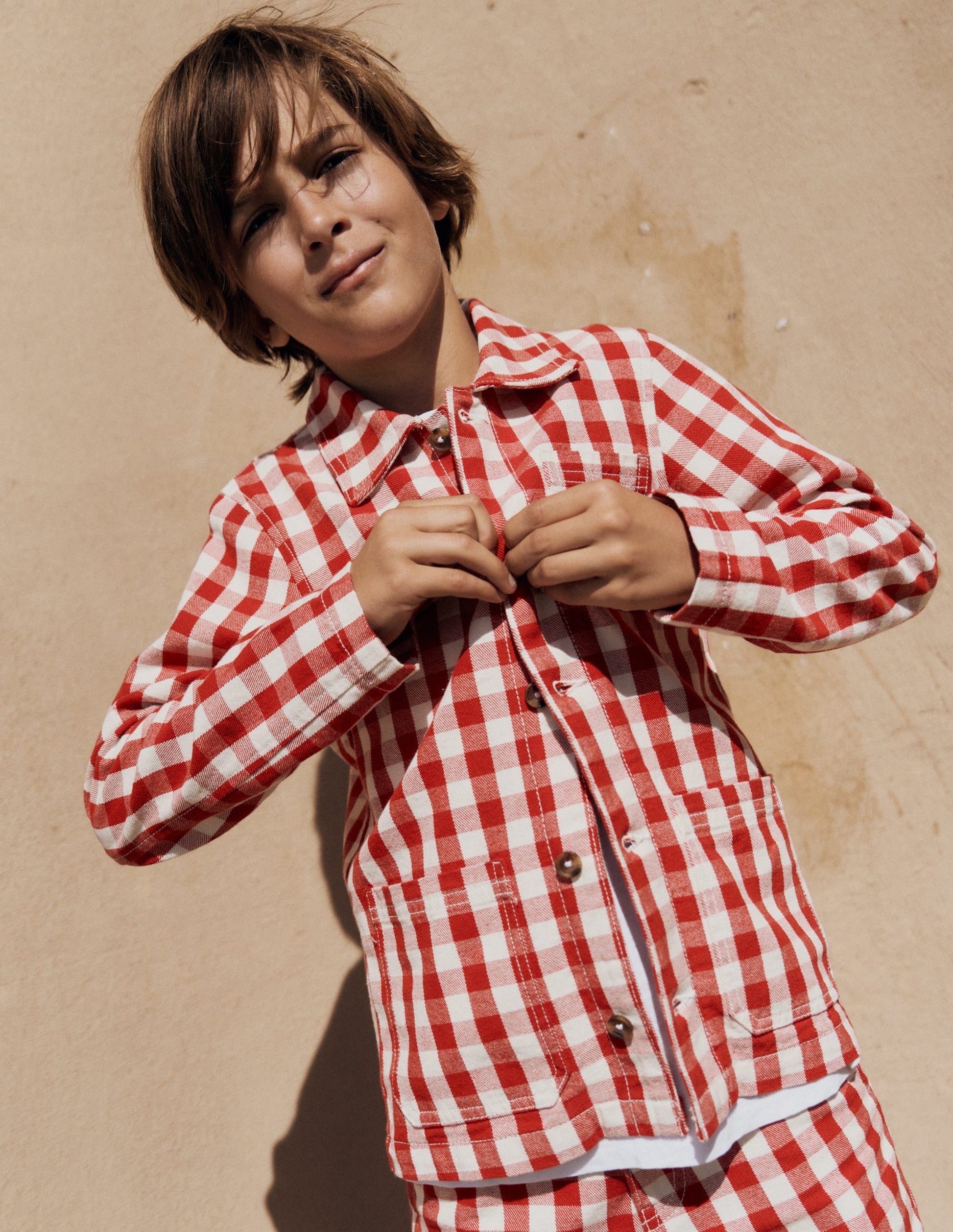 Arbeitsjacke aus Canvas-Rot Vichy-1