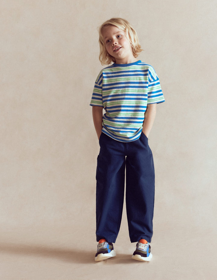 Pull-on Relaxed Trousers-Medieval Blue