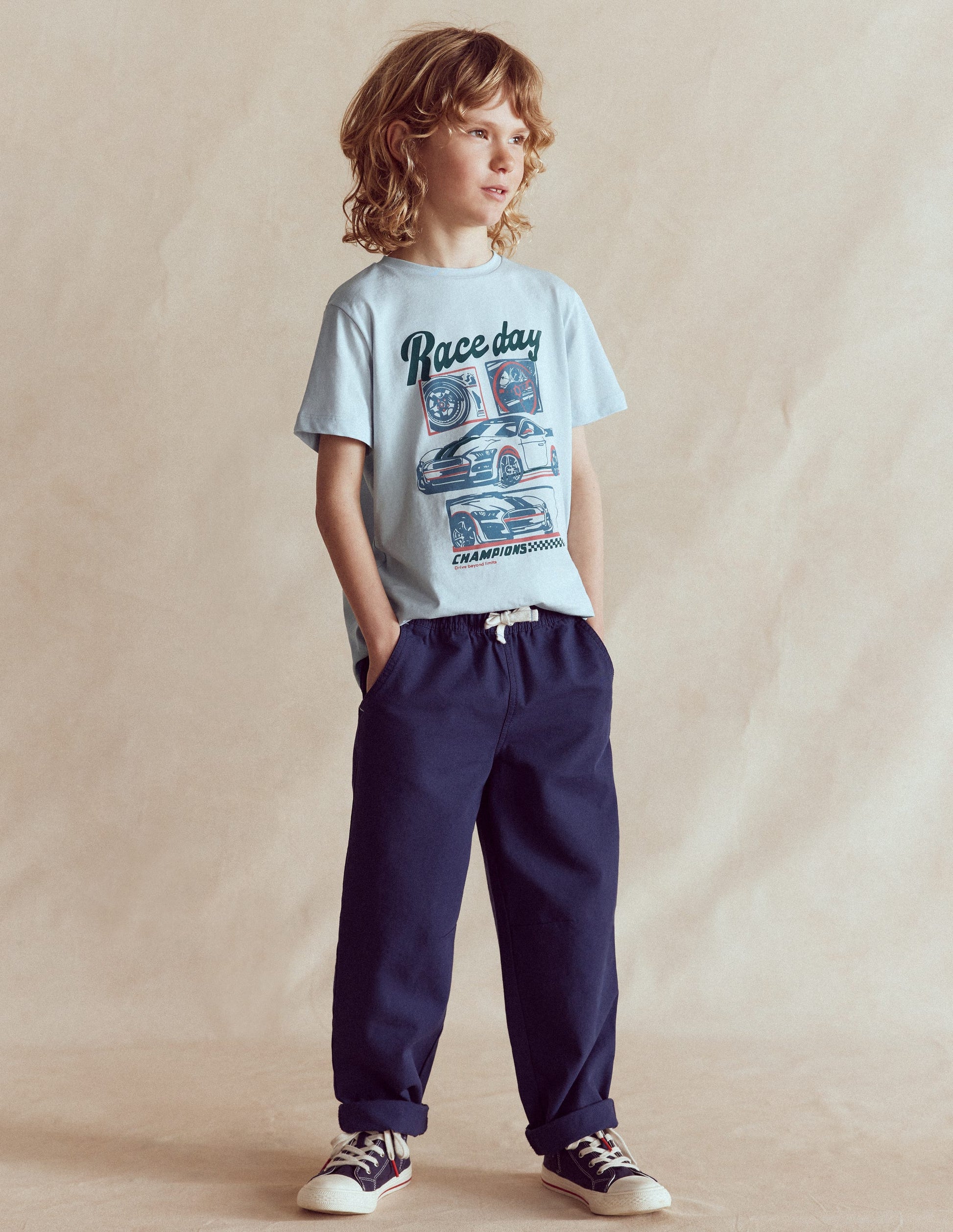 Pull-on Relaxed Trousers-Medieval Blue-1