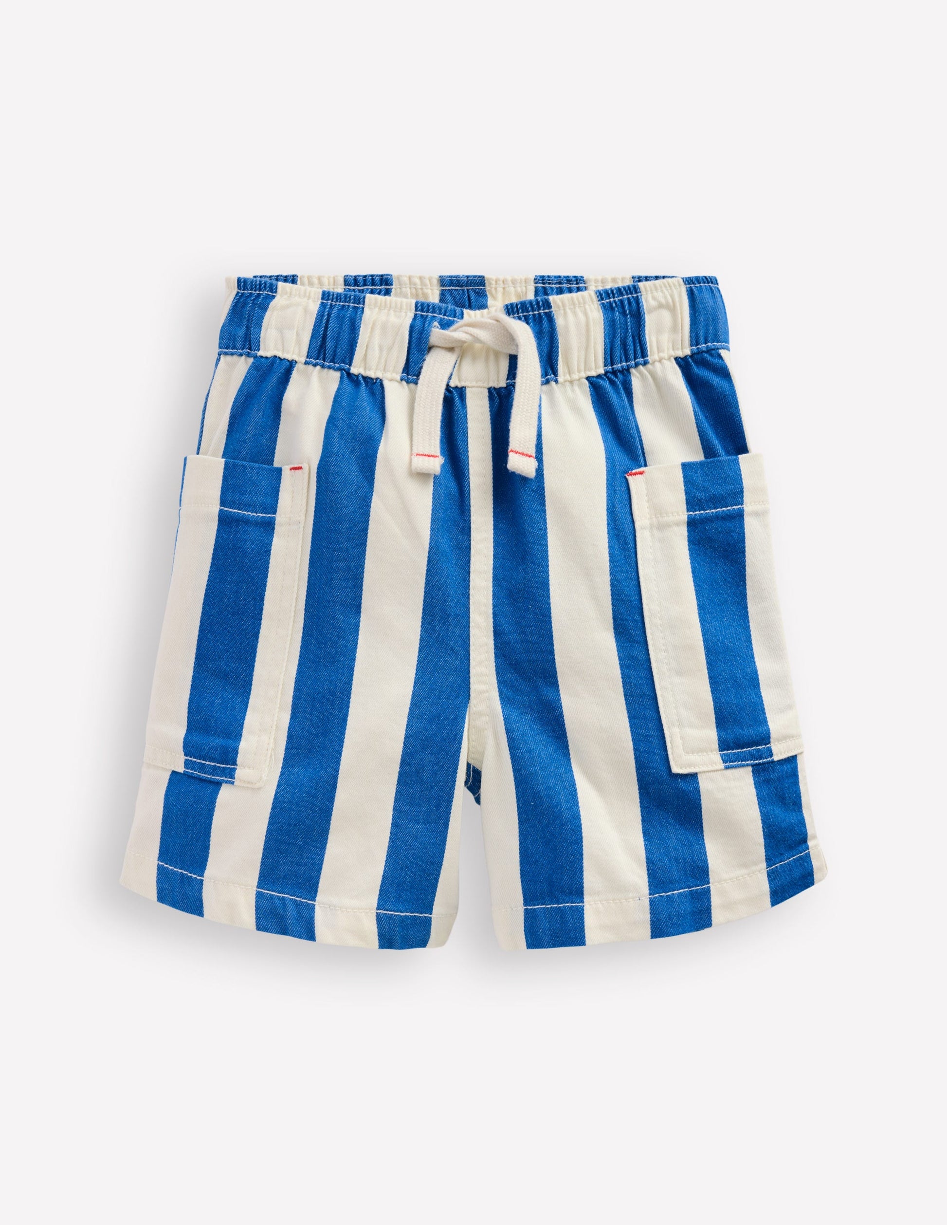 Baumwollshorts mit Tasche-Blau Streifen-1