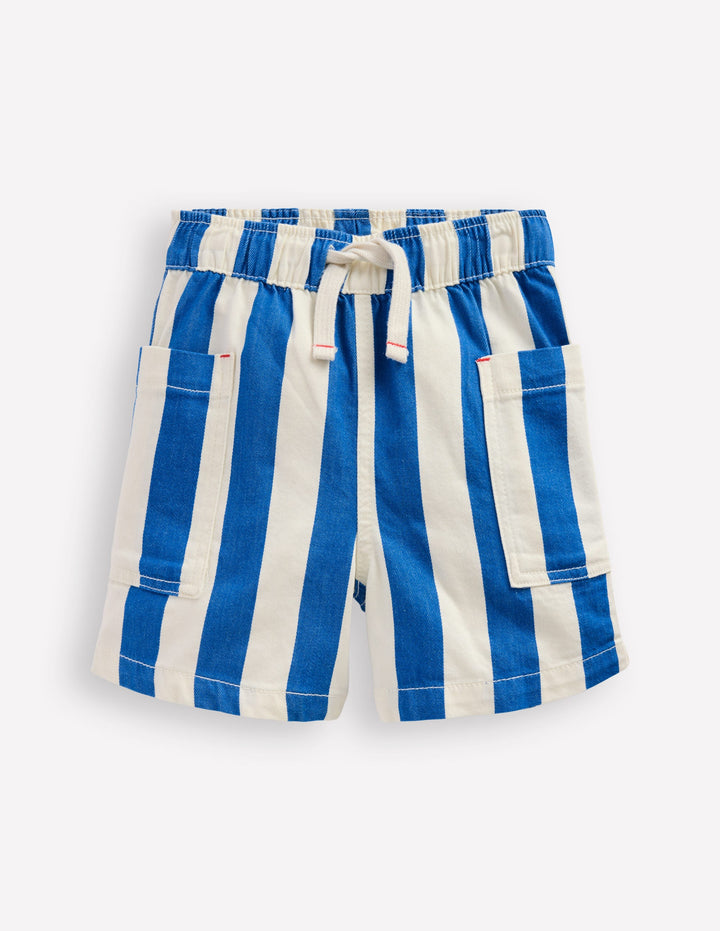 Baumwollshorts mit Tasche-Blau Streifen