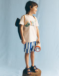 Baumwollshorts mit Tasche-Blau Streifen