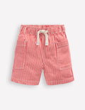 Baumwollshorts mit Tasche-Rot, Feine Streifen