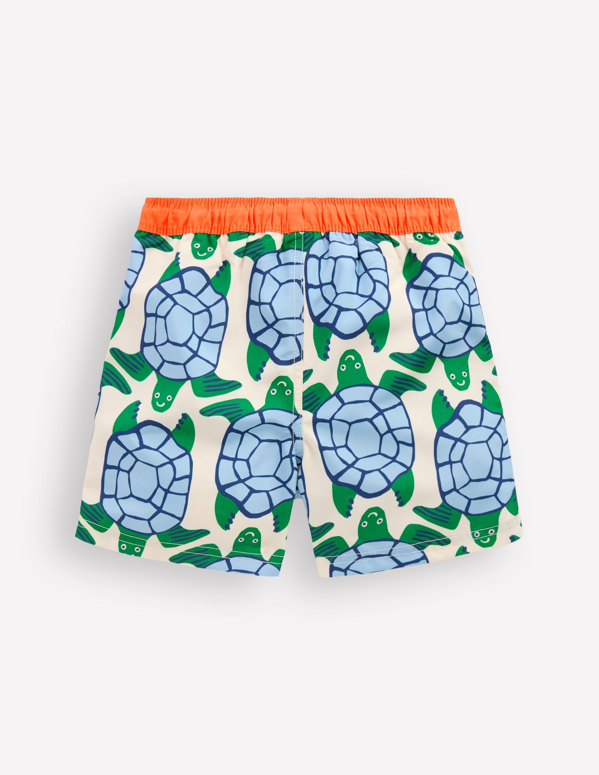 Short de bain-Motif géométrique tortues blanc calicot-3