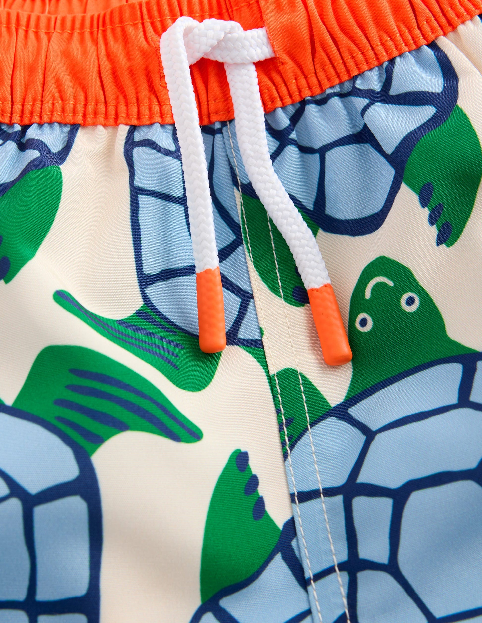 Short de bain-Motif géométrique tortues blanc calicot-4
