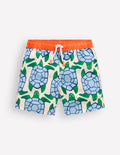 Swim Shorts-Calico White Turtles Geo