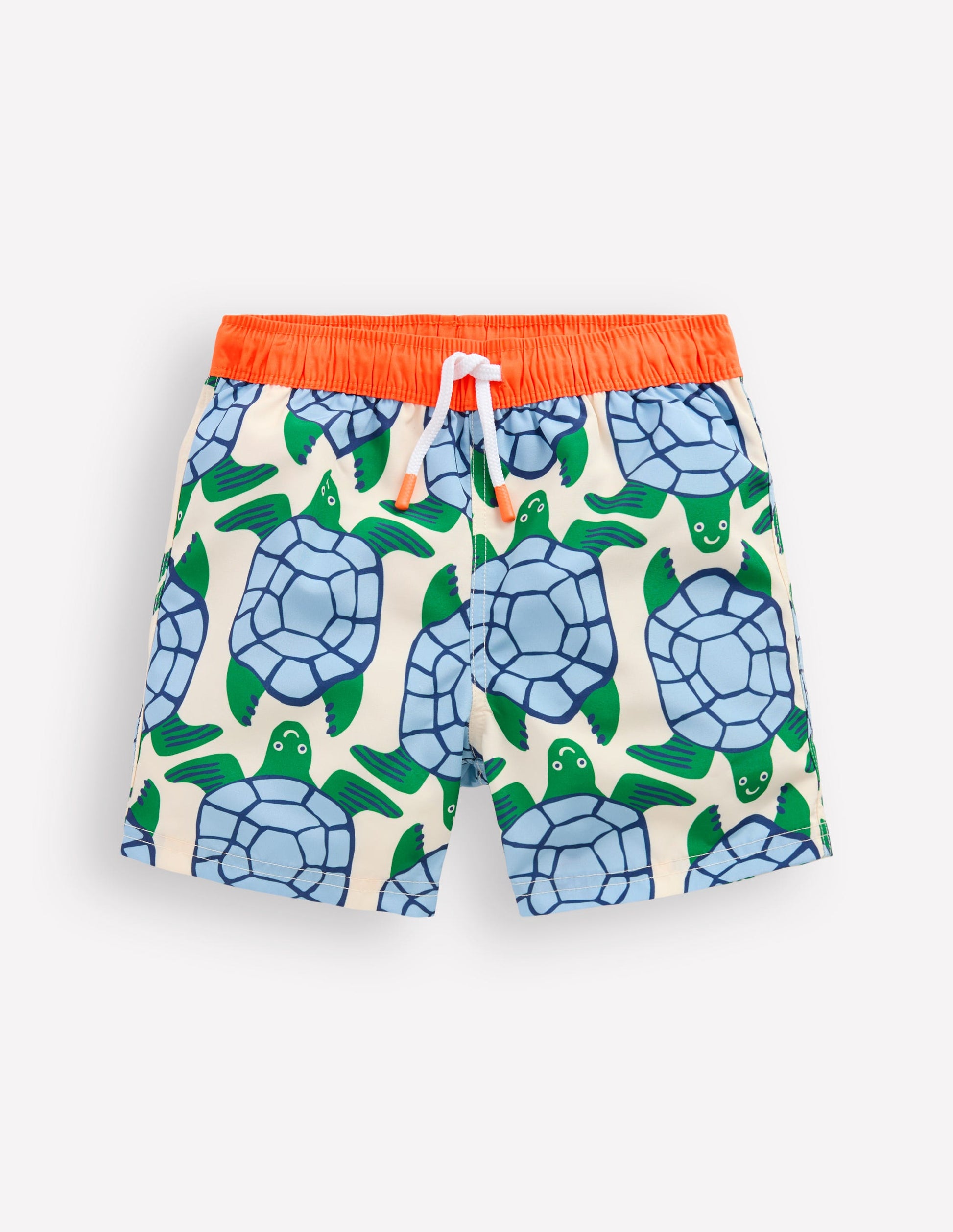 Short de bain-Motif géométrique tortues blanc calicot-2