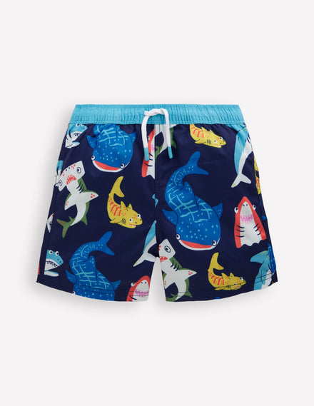 Badeshorts-Schuluniform-Navy, Haie