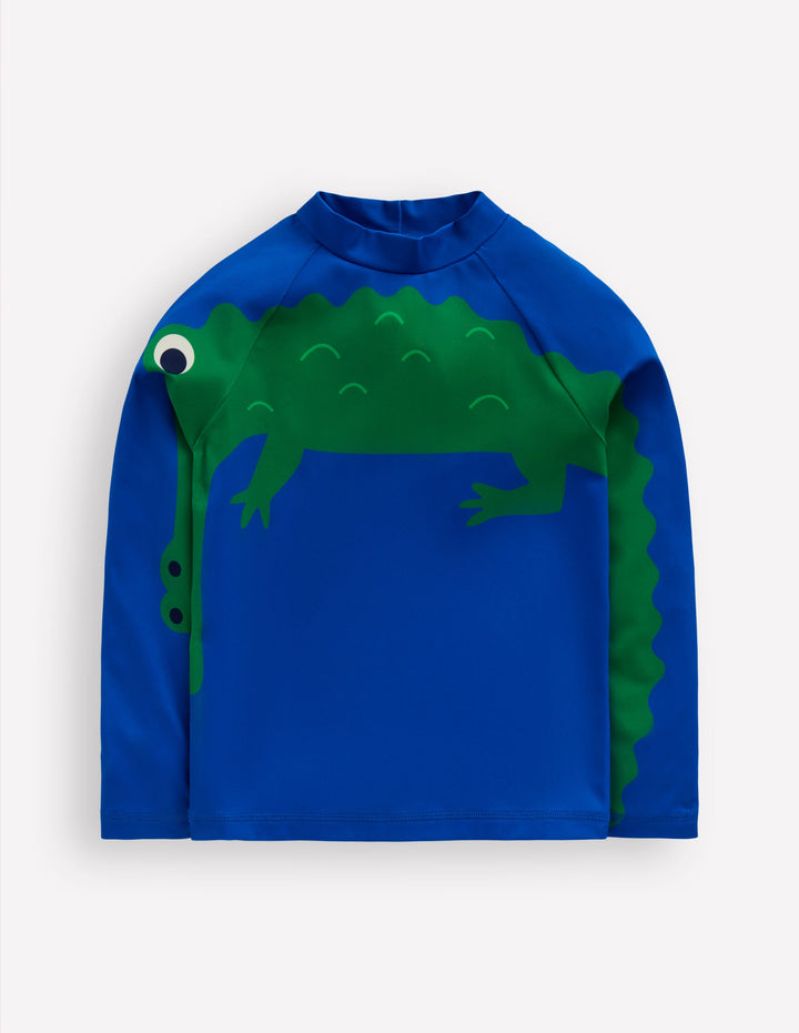 Lustiges Badeshirt mit Sonnenschutz-Blau Krokodilleder