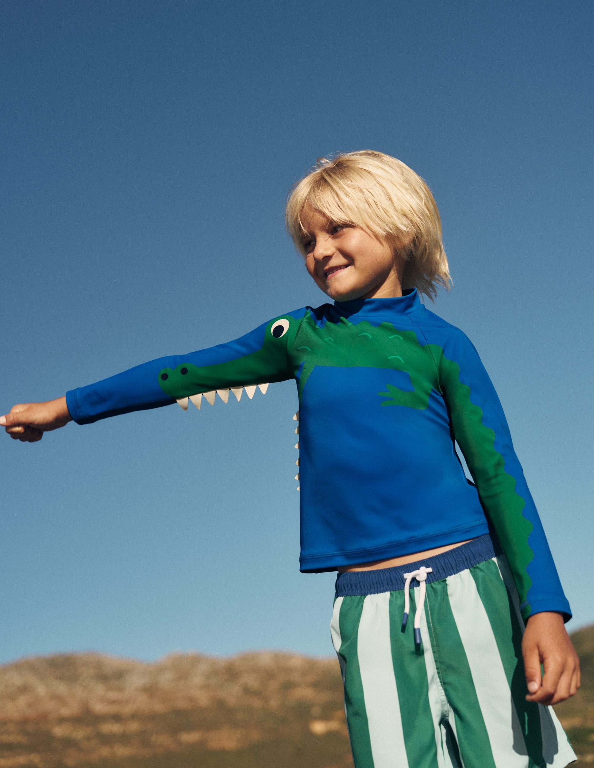 Haut de plage fun avec protection solaire-Croco bleu - Image 5