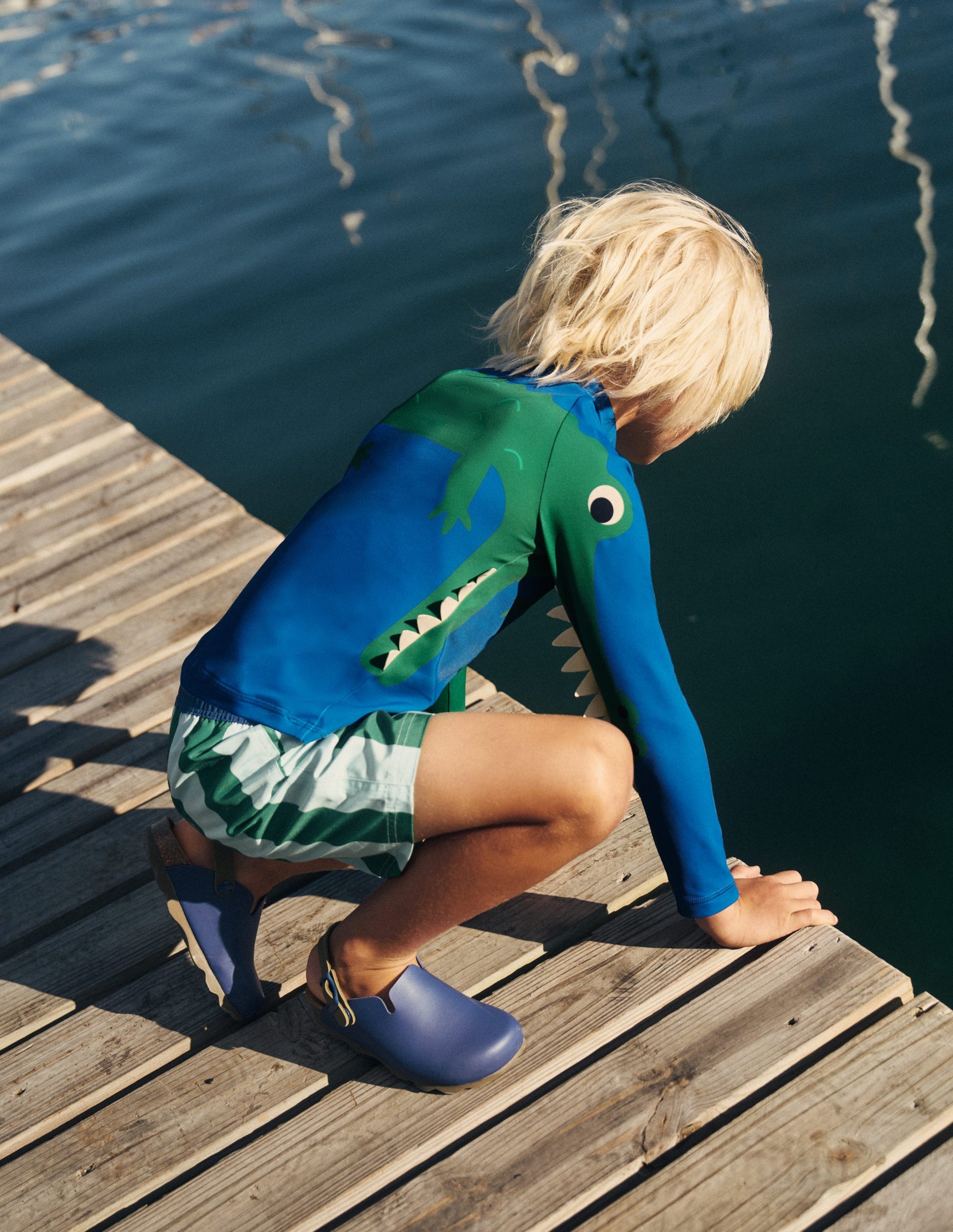 Haut de plage fun avec protection solaire-Croco bleu-2