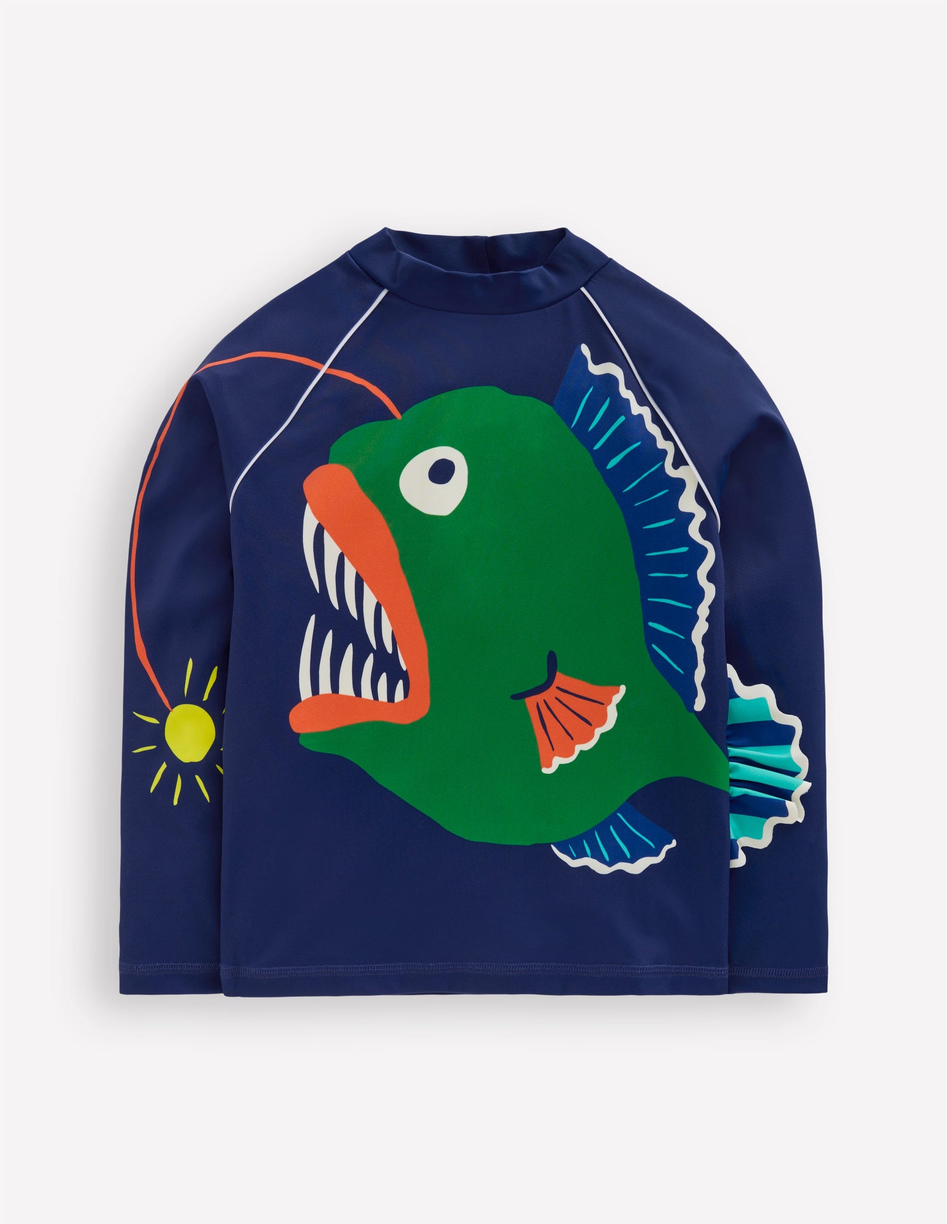 Haut de plage fun avec protection solaire-Poisson bleu marine universitaire-1