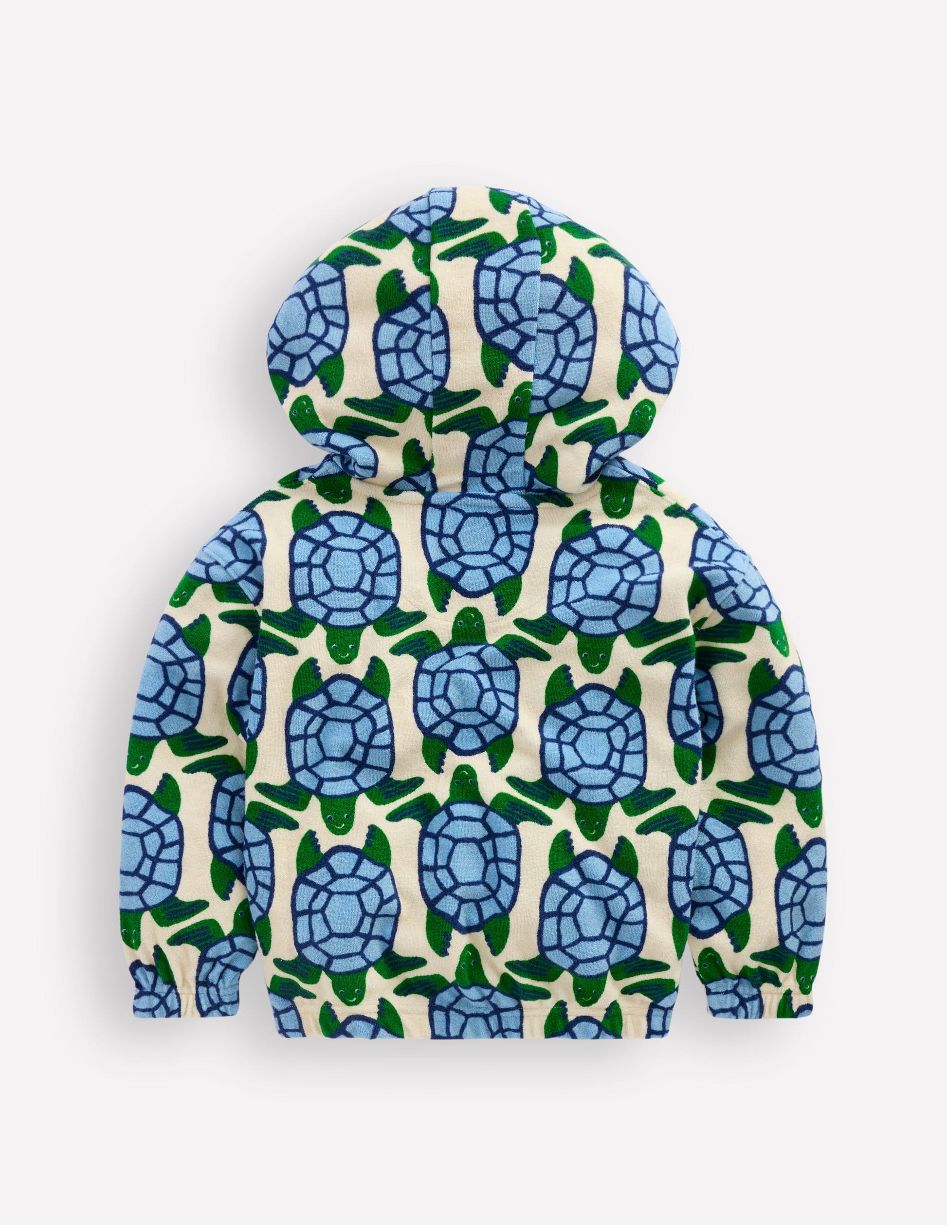 Towelling Pop-over Hoodie-Calico White Turtles-2