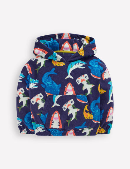 Frottee-Kapuzenpullover zum Überziehen-Schuluniform-Navy, Haie