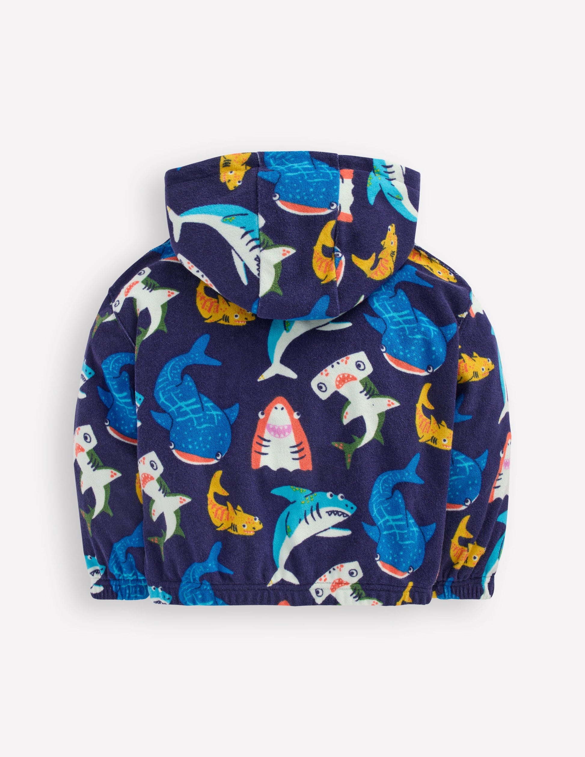 Towelling Pop-over Hoodie-College Navy Sharks-2