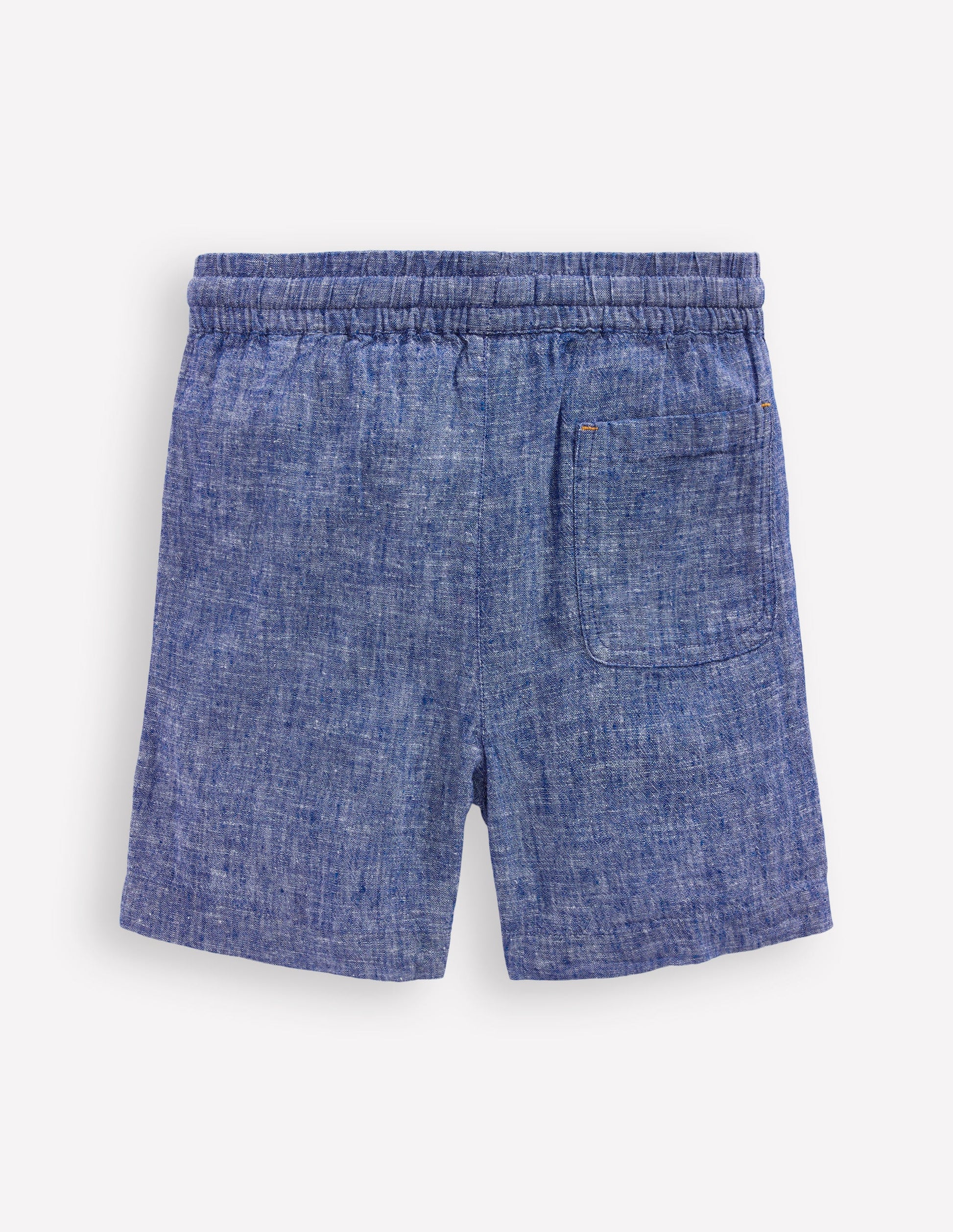 Shorts aus Baumwollleinen-Blauer Faux-Uni-2