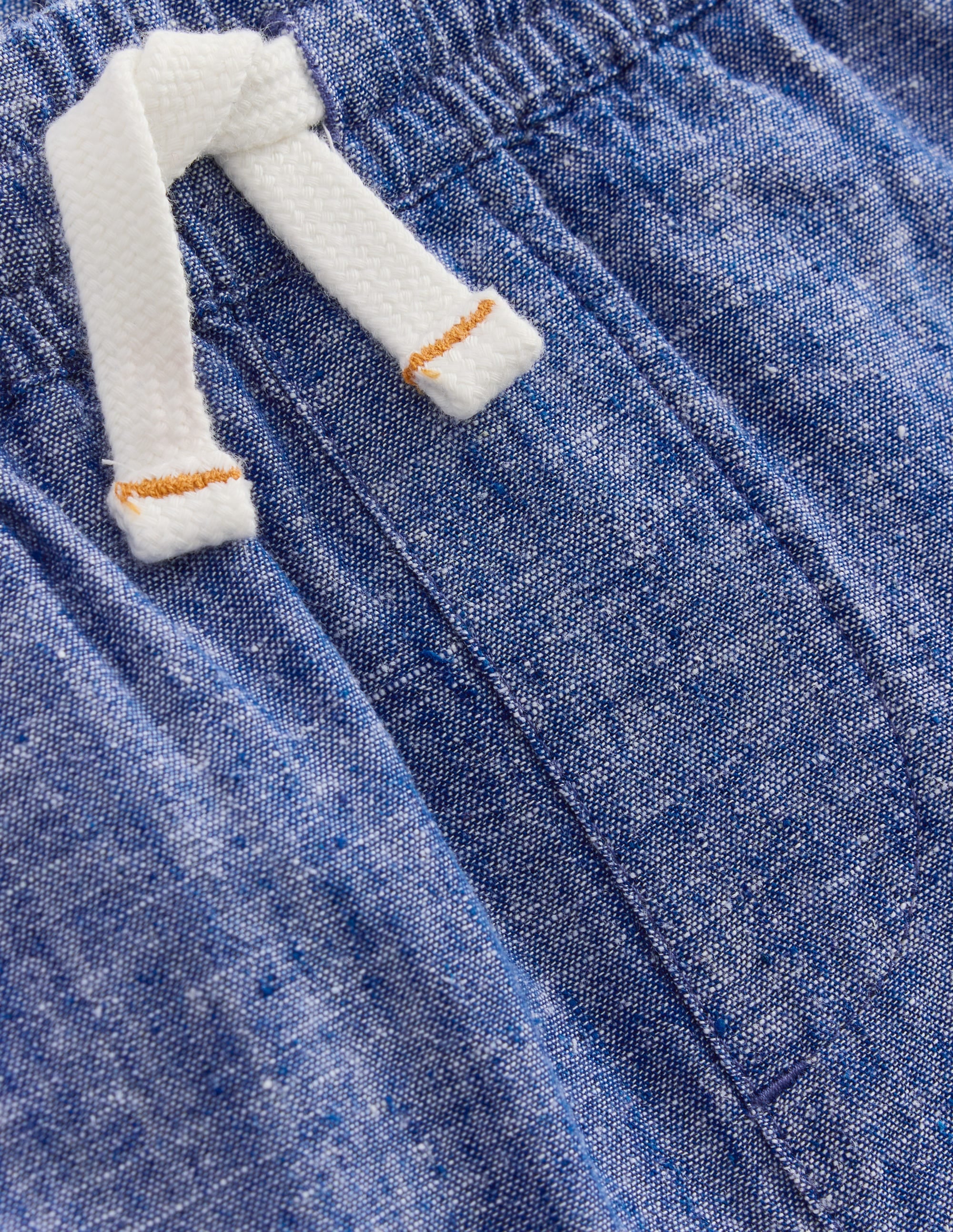 Short en coton et lin-Bleu chambray - Image 3