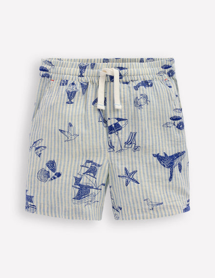 Shorts aus Baumwollleinen-Strandpromenade