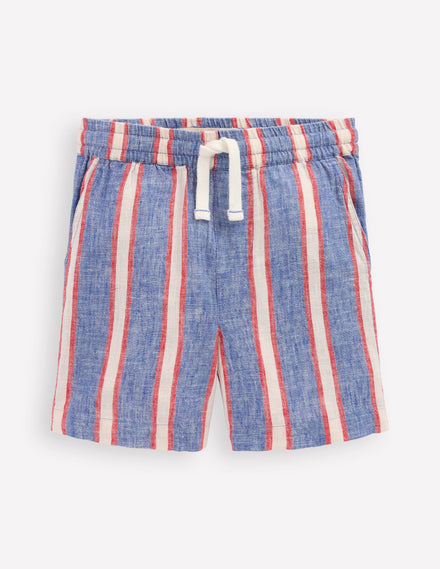 Cotton Linen Shorts-Triple Stripe