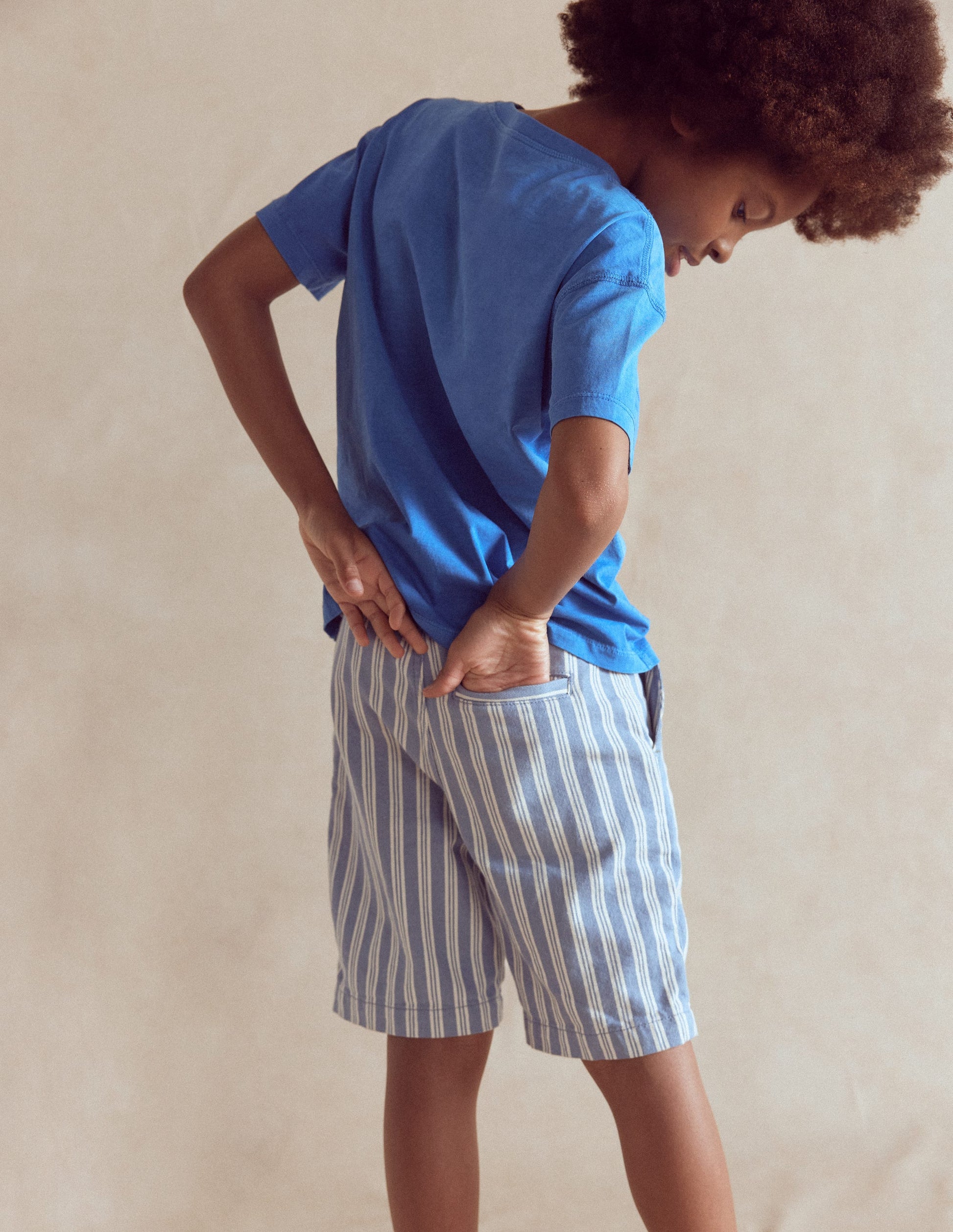 Elegante Shorts-Hellblau Streifen-3