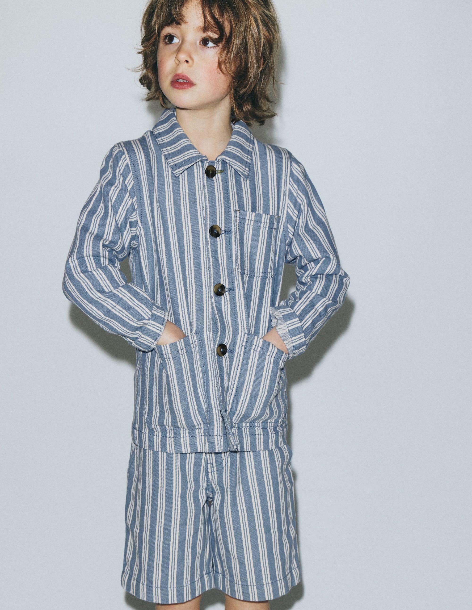 Short élégant-Rayé bleu clair - Image 7