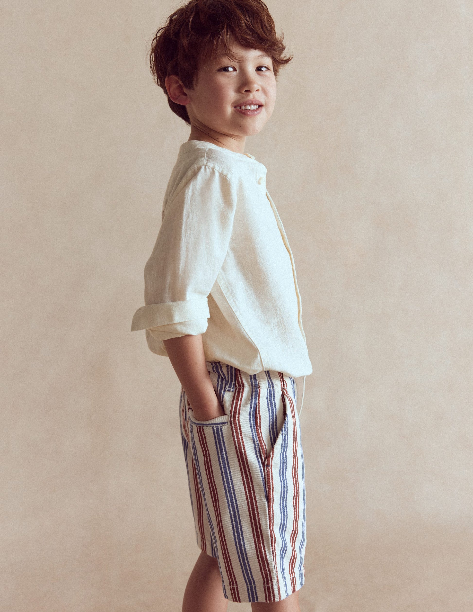 Short élégant-Rayé bleu et rouge-1