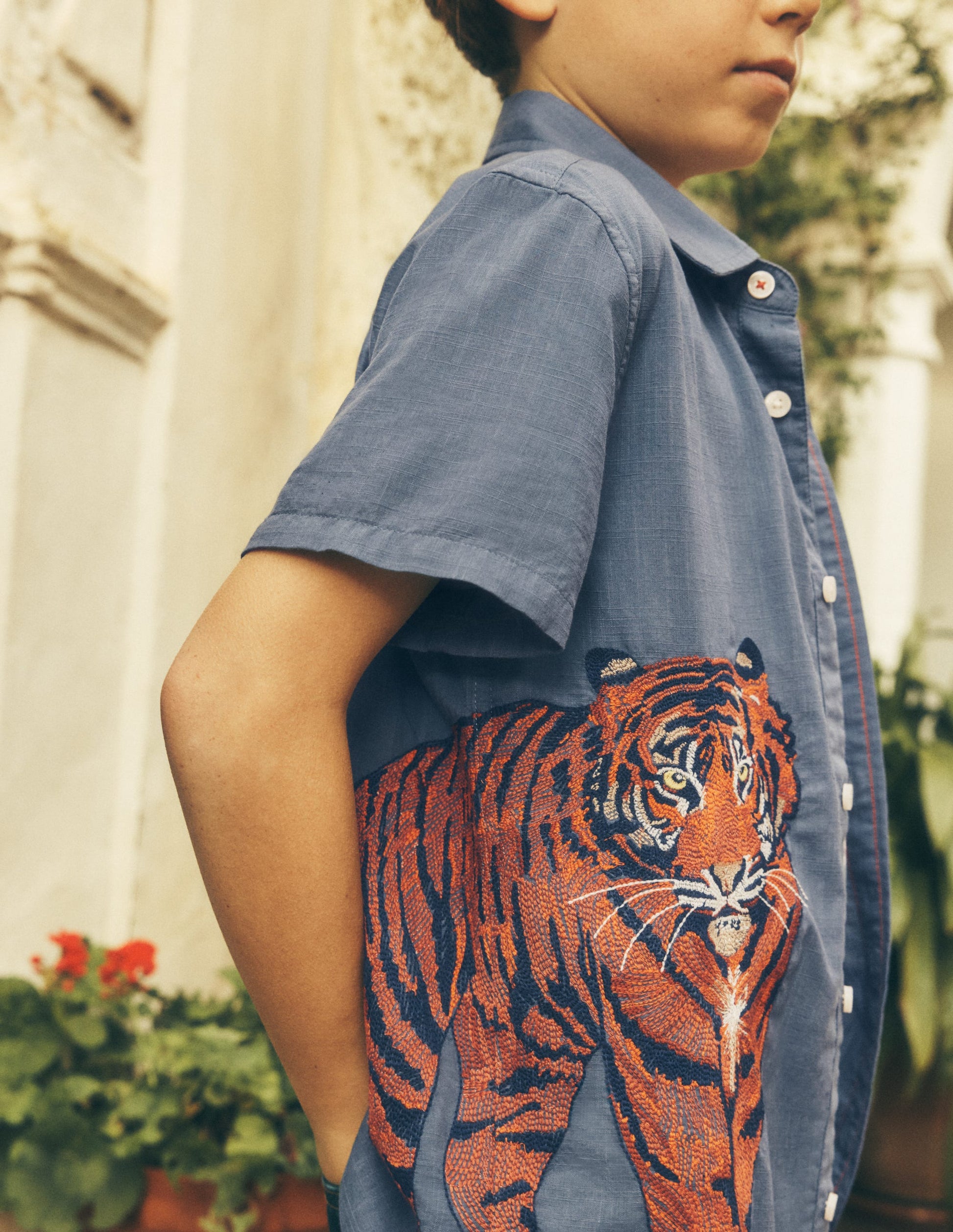 Hemd mit Superstitch-Vintage Indigoblau Tiger-4
